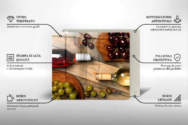 Copertura piano induzione Bottiglie di vino e uva