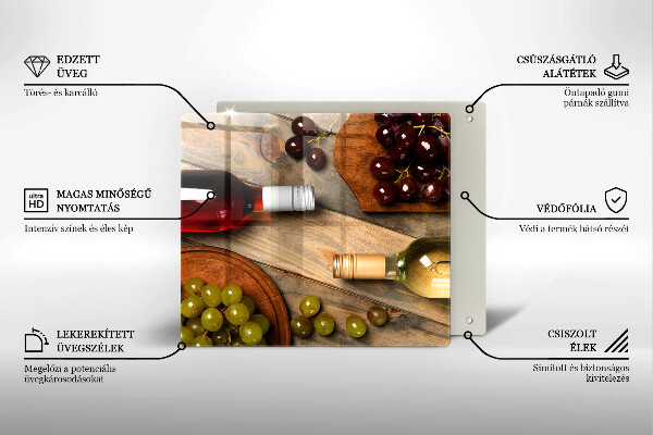 Copertura piano induzione Bottiglie di vino e uva