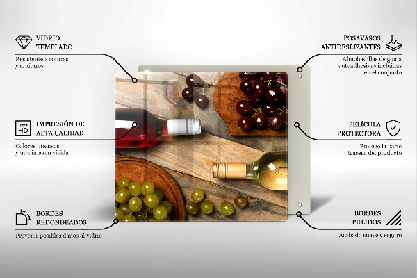 Copertura piano induzione Bottiglie di vino e uva