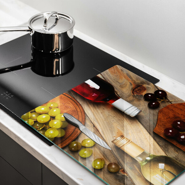 Copertura piano induzione Bottiglie di vino e uva