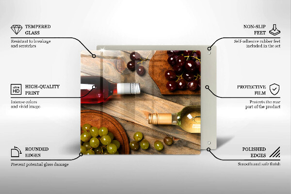 Copertura piano induzione Bottiglie di vino e uva