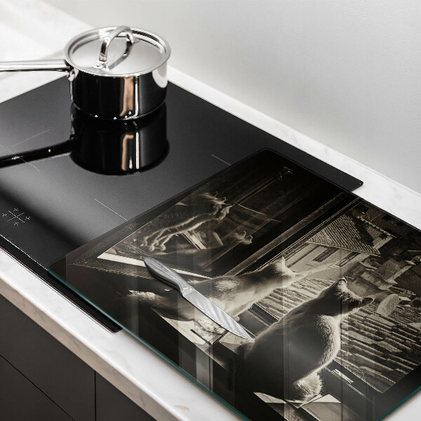 Copri piano cottura Città e finestra dei gatti