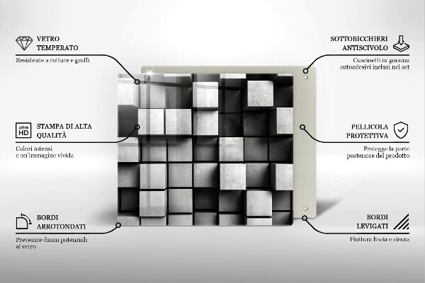 Copertura piano induzione Quadrati astratti 3D