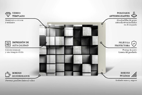 Copertura piano induzione Quadrati astratti 3D