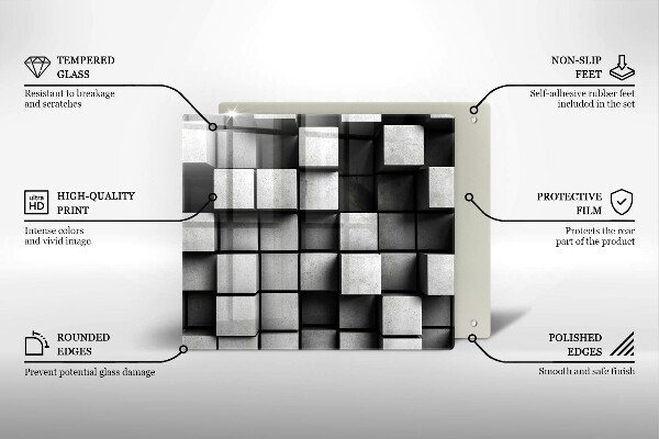 Copertura piano induzione Quadrati astratti 3D