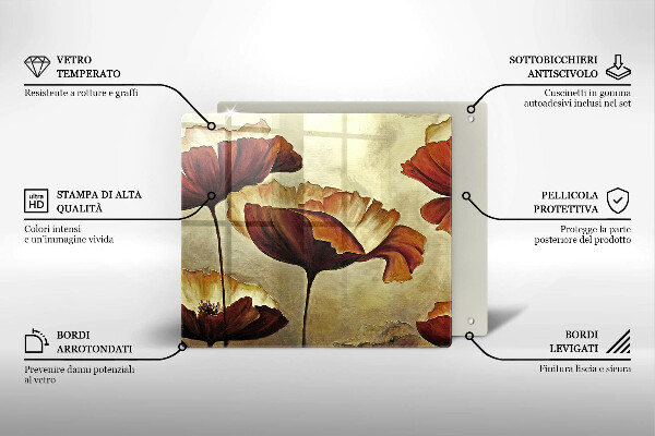 Copri piano cottura Fiori boho dipinti