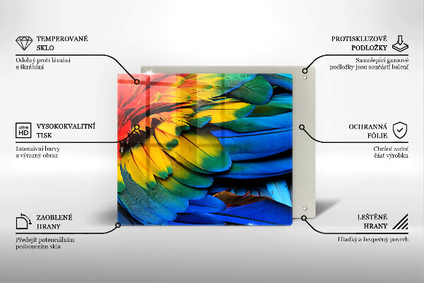 Copertura piano induzione Piume di pappagallo colorate