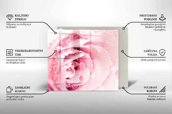 Copri piano cottura Gocce di rugiada e fiore di rosa