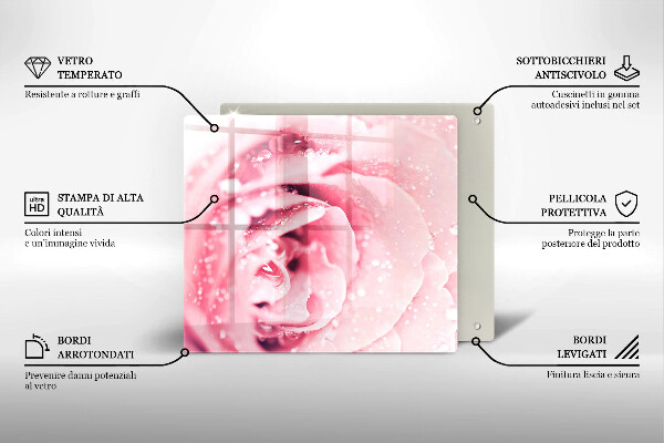 Copri piano cottura Gocce di rugiada e fiore di rosa