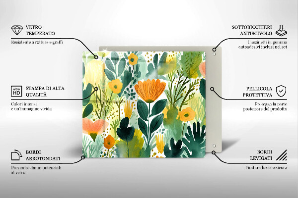 Proteggi piano induzione Fiori dipinti