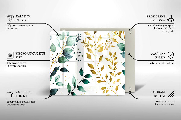 Proteggi piano induzione Foglie verdi e dorate