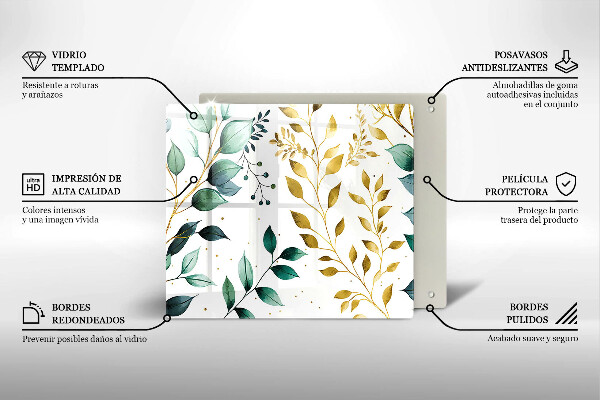 Proteggi piano induzione Foglie verdi e dorate