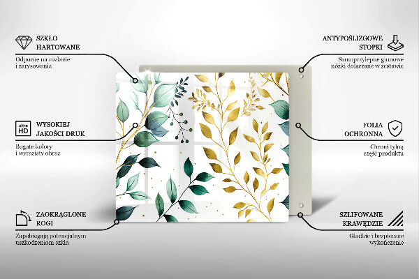 Proteggi piano induzione Foglie verdi e dorate