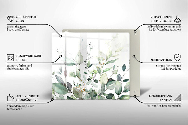 Copri piano cottura Piante ad acquerello