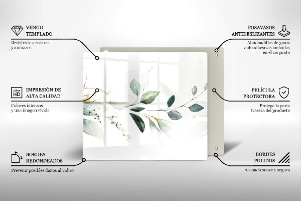 Copri piano cottura Foglie ad acquerello