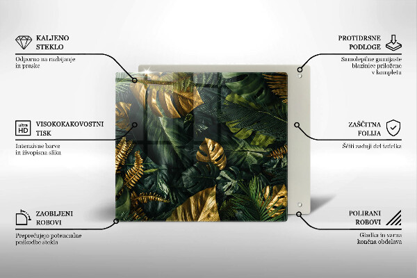 Copri piano cottura Foglie dorate di monstera