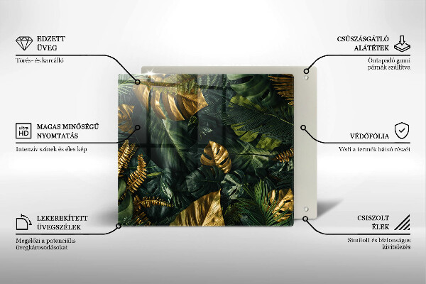 Copri piano cottura Foglie dorate di monstera