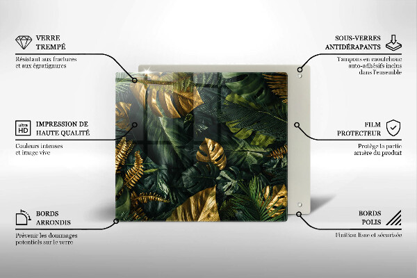 Copri piano cottura Foglie dorate di monstera