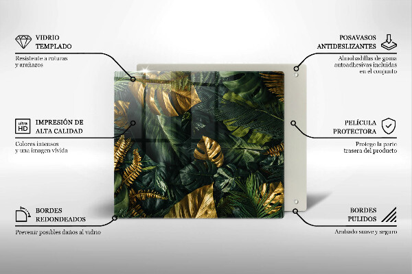 Copri piano cottura Foglie dorate di monstera