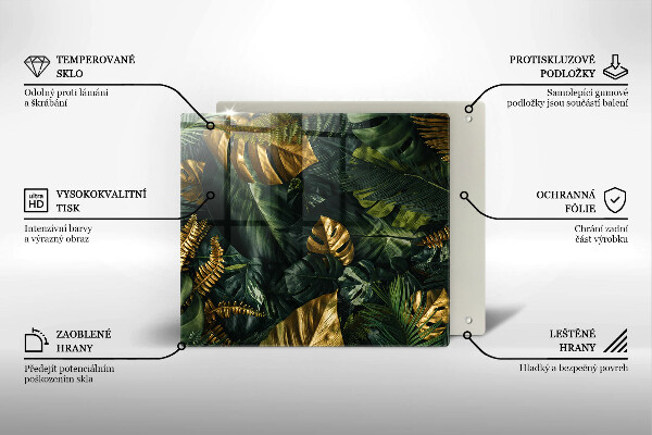 Copri piano cottura Foglie dorate di monstera