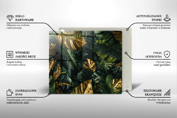 Copri piano cottura Foglie dorate di monstera