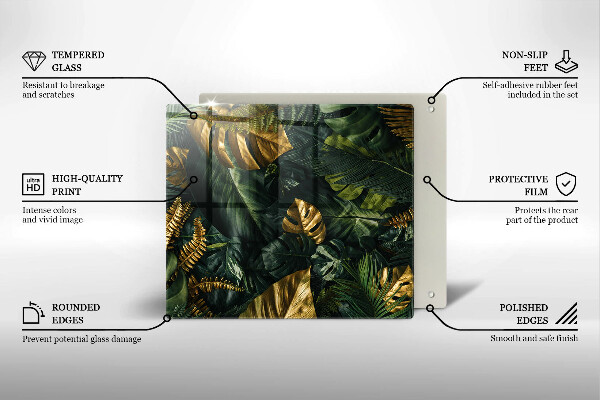 Copri piano cottura Foglie dorate di monstera