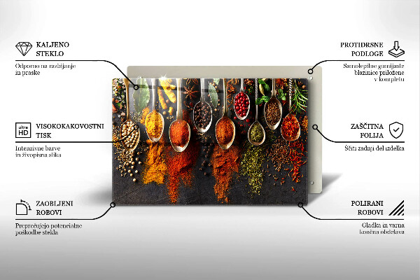 Copri cucina in vetro Cucchiai con spezie