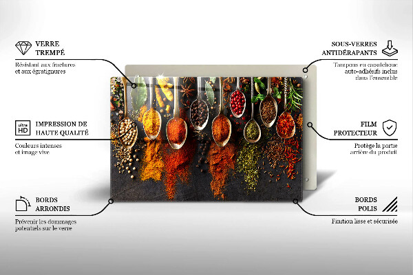 Copri cucina in vetro Cucchiai con spezie