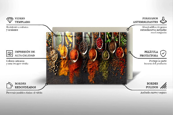 Copri cucina in vetro Cucchiai con spezie