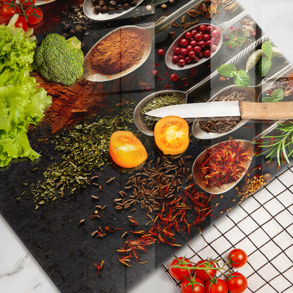 Copri cucina in vetro Cucchiai con spezie