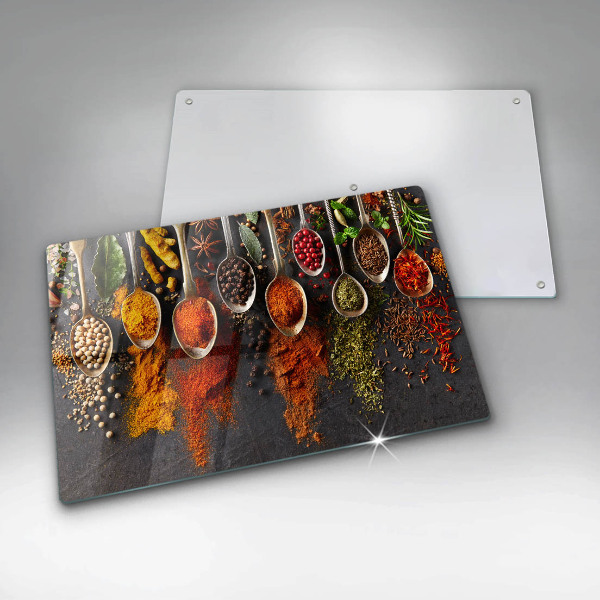 Copri cucina in vetro Cucchiai con spezie