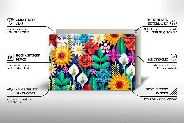 Copri piano cottura Illustrazione del prato dei fiori