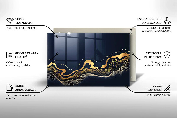 Copri piano cottura Linee dorate astratte