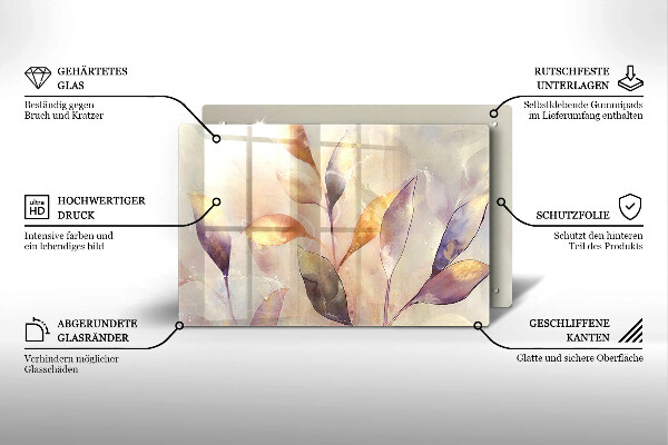 Protezione piano induzione Foglie boho dipinte