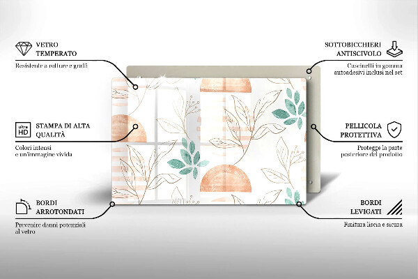 Copri piano cottura Modello di foglie Boho