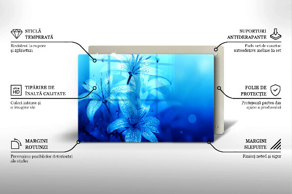 Copri piano cottura Fiori blu