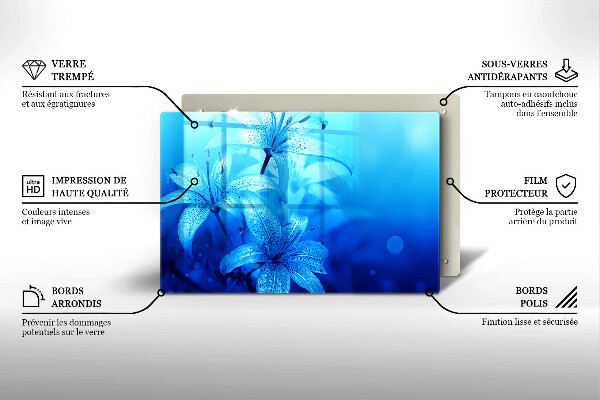 Copri piano cottura Fiori blu