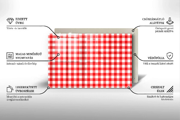 Copri piano cottura Motivo a quadretti rossi e bianchi