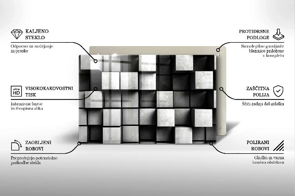 Copri piano cottura Quadrati astratti 3D