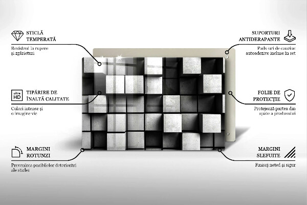Copri piano cottura Quadrati astratti 3D