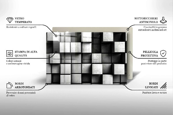 Copri piano cottura Quadrati astratti 3D