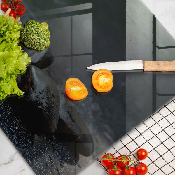 Copri piano cottura Pietre Zen fiore bianco