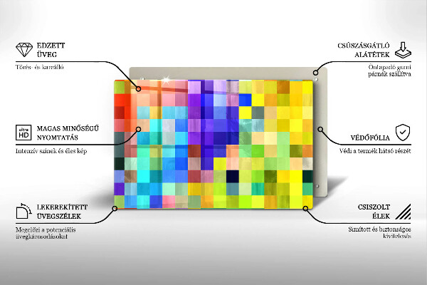Copri cucina in vetro Quadrati di pixel colorati