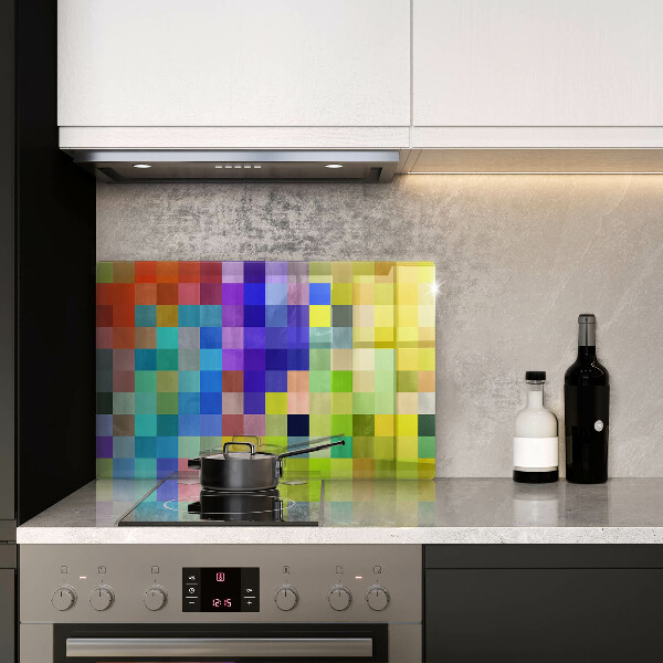 Copri cucina in vetro Quadrati di pixel colorati