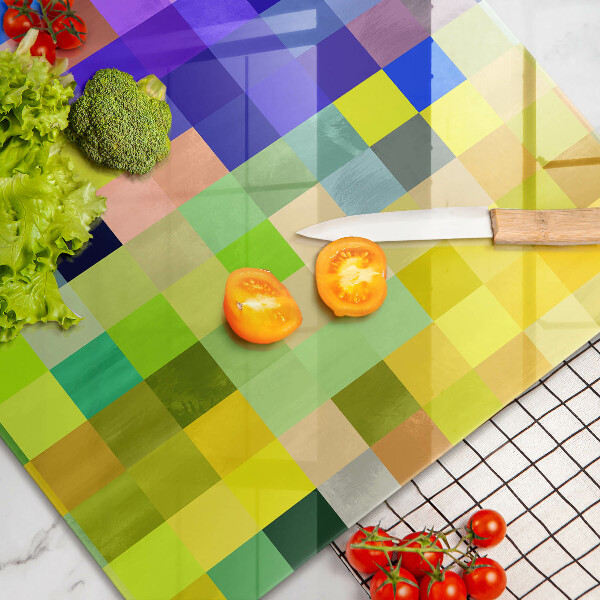 Copri cucina in vetro Quadrati di pixel colorati