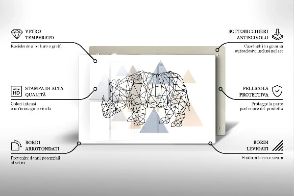 Copri piano cottura Rinoceronte di linea artistica
