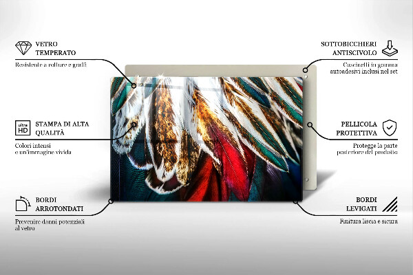 Copri piano cottura Piume di uccelli boho