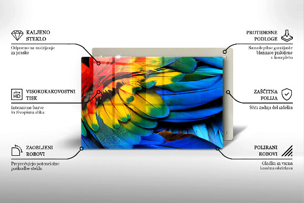 Copri piano cottura Piume di pappagallo colorate