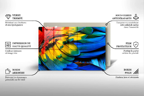 Copri piano cottura Piume di pappagallo colorate