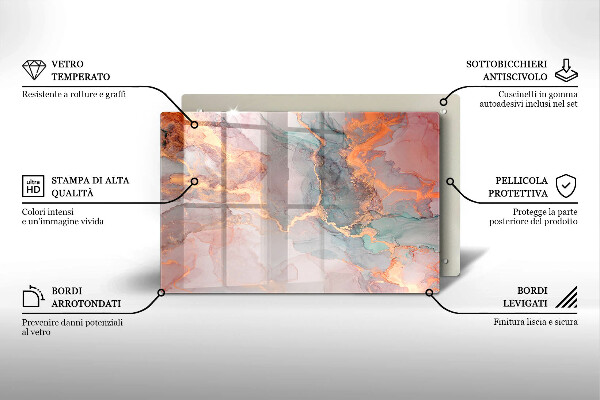 Protezione piano cottura Marmo con oro